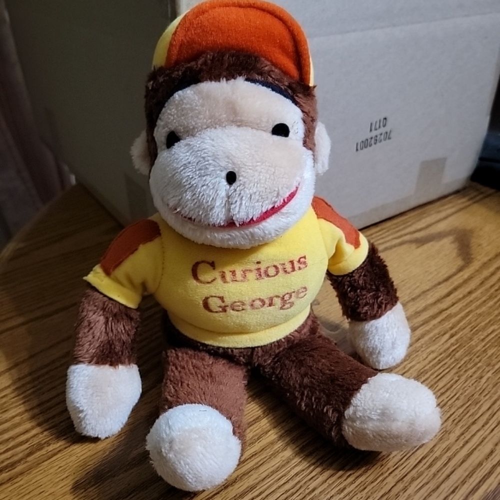 Knickerbocker Curious George Plush Stuffed Monkey Yellow Shirt Vintage